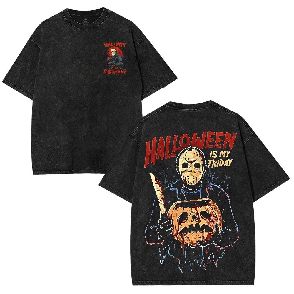 Jason Voorhees Halloween Tee Vintage– Washed Tee Cotton Menswear Top  | SEP 17
