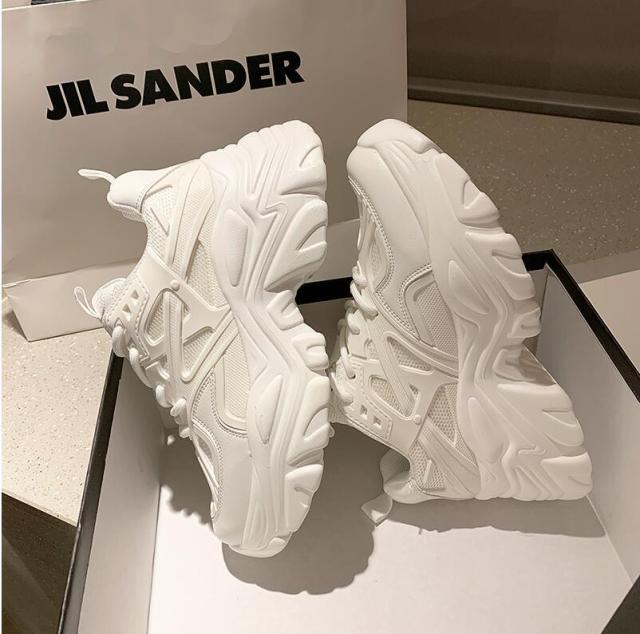 Reaper unit worldwide Modern Thick Platform Sneakers White Woman Vulcanize Shoes Luxury Tennis Sneakers Trainers Lace Up Fashion Comfortable Walking Footwear New Lightweight Sneakers