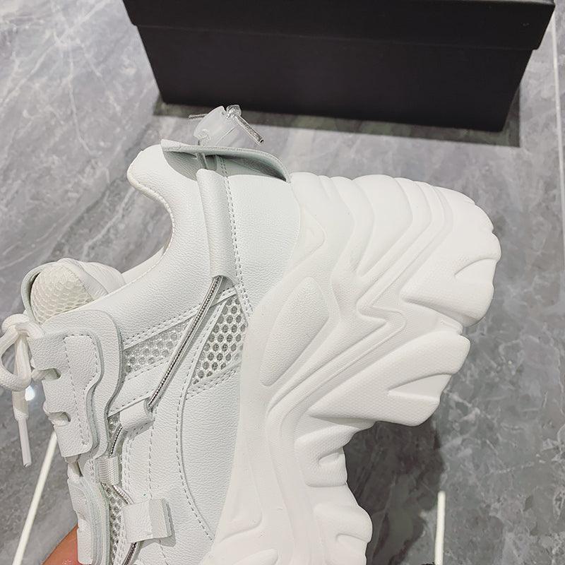 Reaper unit worldwide Modern Thick Platform Sneakers White Woman Vulcanize Shoes Luxury Tennis Sneakers Trainers Lace Up Fashion Comfortable Walking Footwear New Lightweight Sneakers