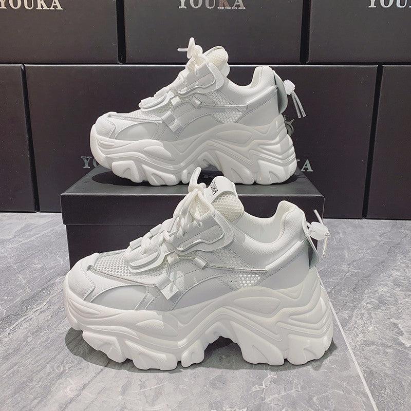 Reaper unit worldwide Modern Thick Platform Sneakers White Woman Vulcanize Shoes Luxury Tennis Sneakers Trainers Lace Up Fashion Comfortable Walking Footwear New Lightweight Sneakers