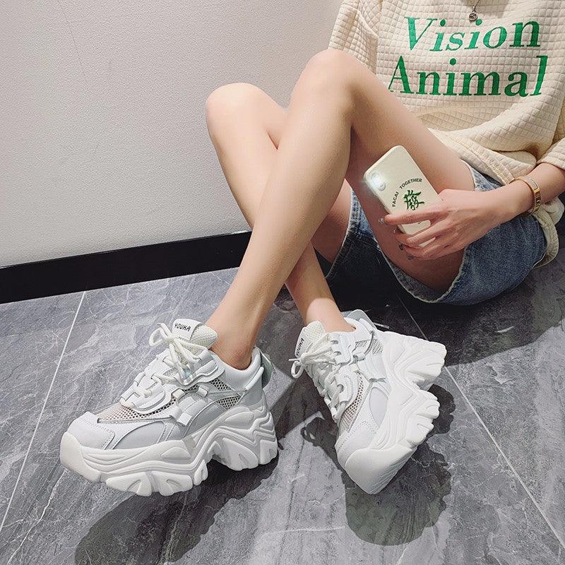 Reaper unit worldwide Modern Thick Platform Sneakers White Woman Vulcanize Shoes Luxury Tennis Sneakers Trainers Lace Up Fashion Comfortable Walking Footwear New Lightweight Sneakers