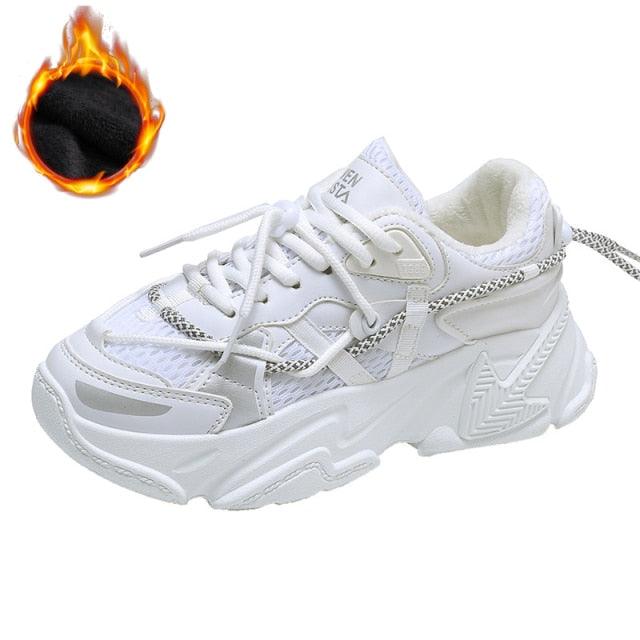 Reaper unit worldwide Women Fashion Sneakers Casual Leather Sports Shoes Sneakers Comfortable Walking Footwear Fashion New Lightweight Casual Thick Sneakers
